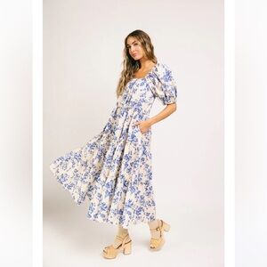 Chic Blue Floral Maxi Dress